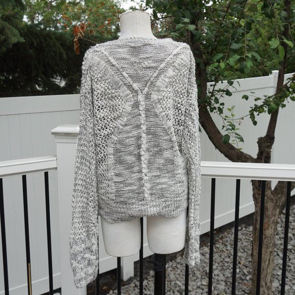 Loose Knit White with Black accent Sweater - Picture 4 of 5